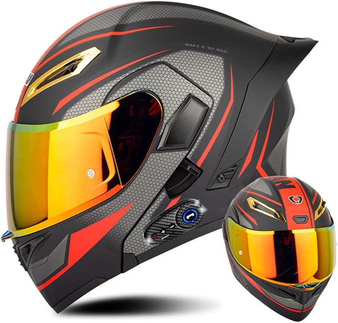 Full Face Bluetooth Modular Motorcycle Helmet, DOT Approved, Black/White