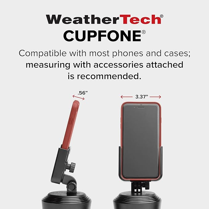 WeatherTech CupFone, Universal Cup Holder Phone Mount for Cars – Adjustable & Secure Fit with Open Access for Charging – Compatible with iPhone, Android - Black