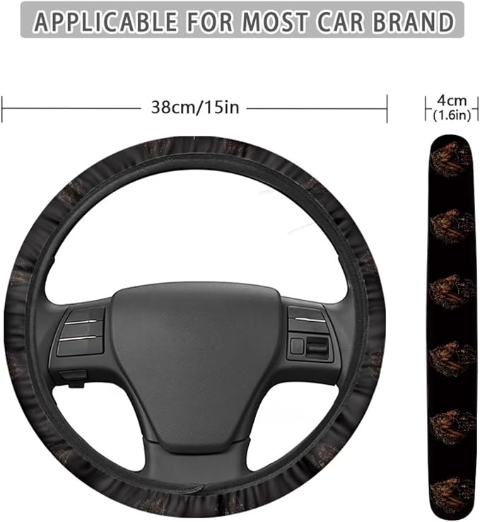 Horse Dreamcatcher Pattern Auto Accessories Set of 13, Car Front and Back Seat Covers Full Set + Steering Wheel Cover + Safe Belt Pad for Car + Coasters with Notch