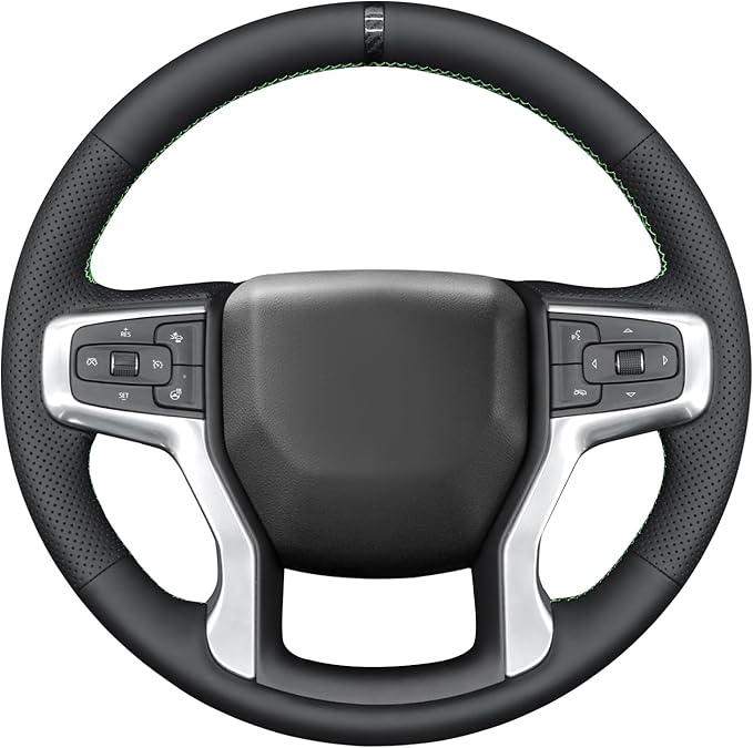 MEWANT Hand Sewn Steering Wheel Cover for Chevy Silverado 1500 Blazer Suburban Tahoe Chevy Silverado 1500 Accessories