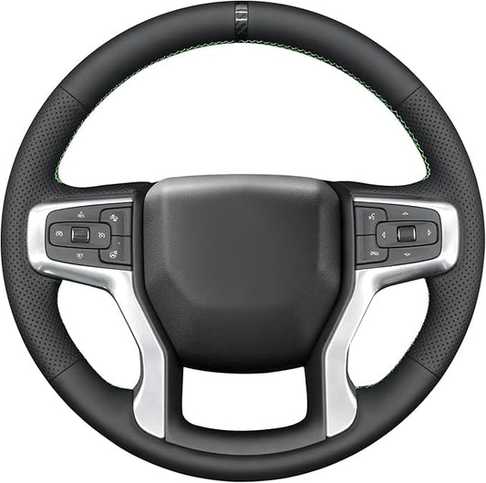 MEWANT Hand Sewn Steering Wheel Cover for Chevy Silverado 1500 Blazer Suburban Tahoe Chevy Silverado 1500 Accessories
