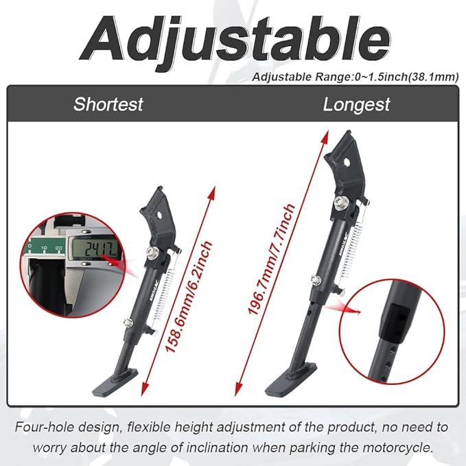 Xitomer 0-1.5" Adjustable Kickstand Fit for Ruckus50 Zoomer 2003-2025 Motorcycle Adjustable Side stand