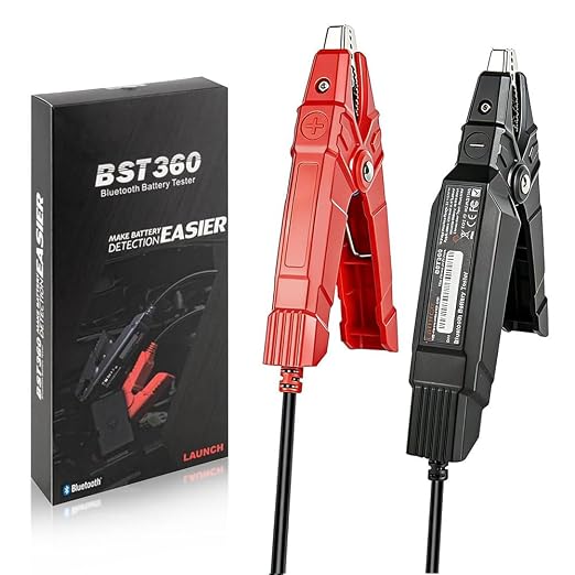 LAUNCH BST360 Bluetooth Battery Tester - 12V Car Battery Analyzer with Charging System & Cranking Tests, Compact Battery Test Clip for Cars, Trucks, RVs, Motorcycles, and Boats