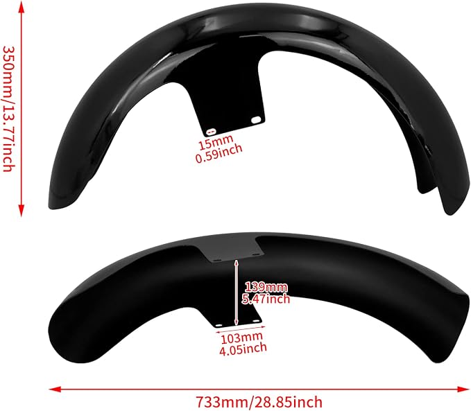 Front Fender 19'' 21'' 23'' Wheel Wrap Fit For Harley Touring Street Glide Road King Electra Glide Baggers (120/R21 Gloss Black)
