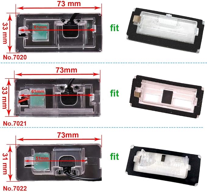 Waterproof License Plate Rear View Backup Camera,Night Vision Reversing Camera Replacement for BMW 3er E46 316i 318d 318i 320d 320i 323i 325i 325xi 328i 330d 330i 330xd 330xi 316Ti(No.7021)