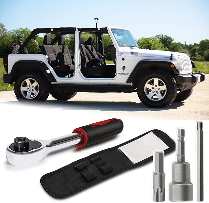 Hard Top Door Removal Torx Set Jeep Tool Kit Replace 82214166AB 68361574AB Compatible for Wrangler JL JK Gladiator Rubicon Sahara 2-4 Doors Soft Top (Red)