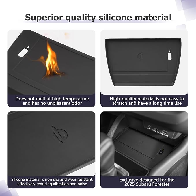 LUWU Wireless Charging Anti-Slip Mat for 2025 2026 Subaru Forester Accessories Silicone Protective Pad Liner Protective Pad Console Phone Charger Liner Mat (Not for 2026+ Touring/Wilderness/Premium)