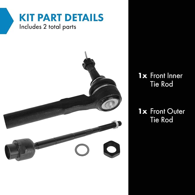 TRQ Front Inner and Outer Tie Rod Set 2 Piece Compatible with 2004-05 Chevrolet Classic 97-03 Malibu 99-04 Oldsmobile Alero 97-99 Cutlass 99-05 Pontiac Grand Am