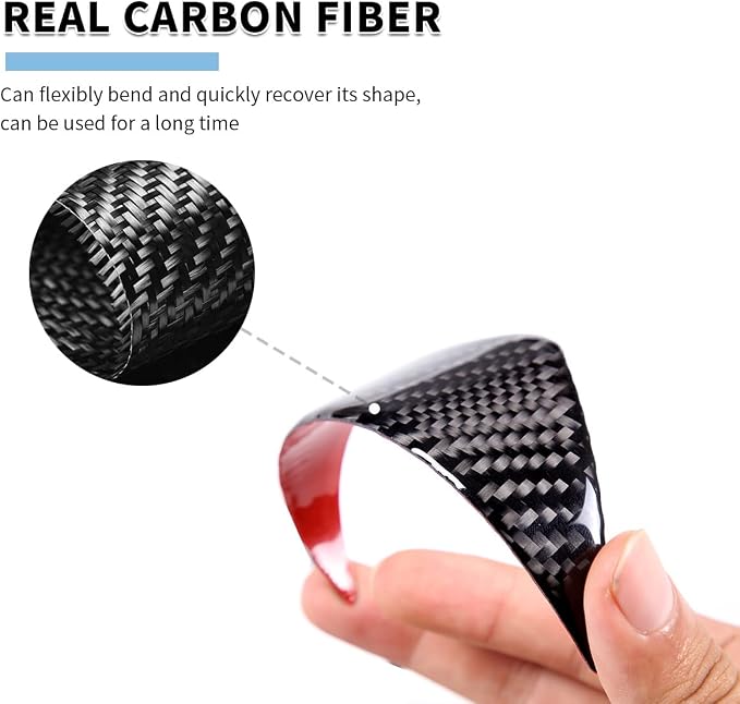 Fit for Fiat 500 2011-2019 Soft Carbon Fiber Car Center Console Decorative Protector Strip Sticker Car Interior Accessories 4PCS (Black Carbon)