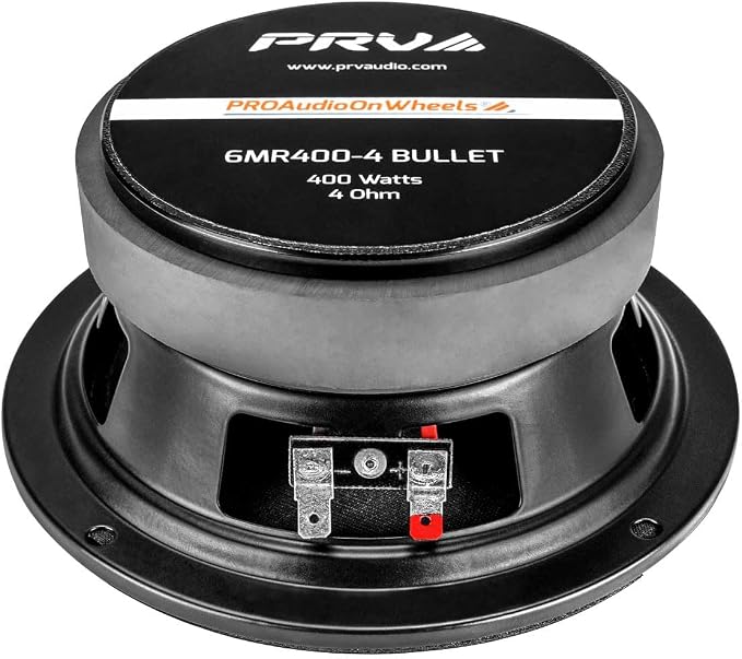 PRV AUDIO 6.5 Inch Midrange Bullet Speaker Pair 6MR400-4 Bullet, 4 Ohm 400 Watts High Performance Car Audio Loudspeaker High Output Sound (2 Speakers)
