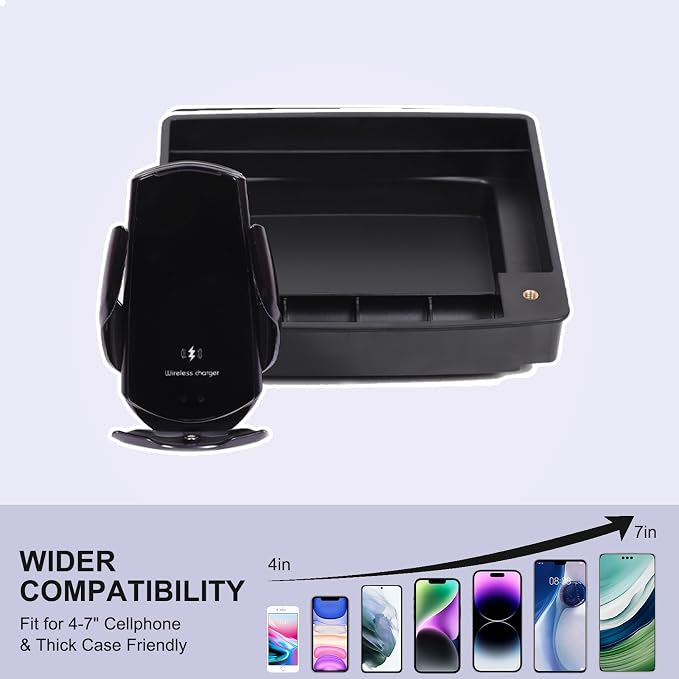 Dash Organizer Tray with Phone Holder Compatible with Nissan Frontier 2009-2017,ABS Car Dashboard Storage Box Organizer Holder Tray Mobile Phone Mount Interior Accessories (Style-F)