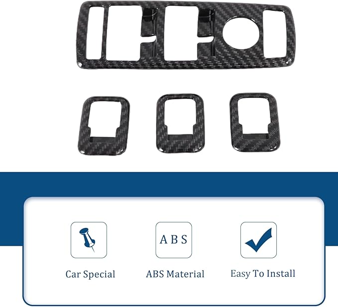 Car Interior Accessories Window Lift Switch Botton Panel Cover Decoration for Tesla Model X Model S 2014-2024 Protection Trim （Imitation Carbon Fiber Pattern）（Pack of 4）
