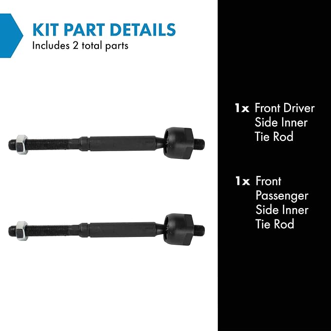 TRQ Front Inner Tie Rod Set 2 Piece Compatible with 2014-2018 Mazda 3 14-17 6