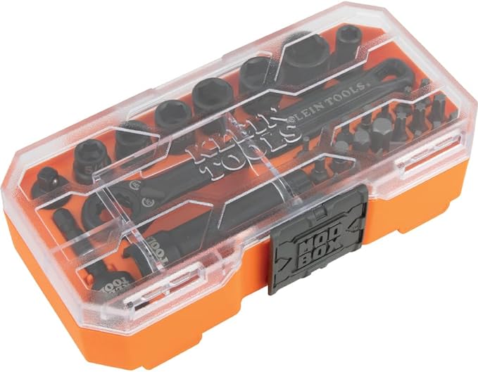 Klein Tools 32-Piece 1/4-Inch Drive Pass Through Socket Set with Flip Socket Set, Sockets, Bits and Accessories