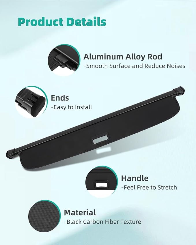 SCITOO Retractable Rear Cargo Cover Shade 2018-2023 Fit for Volkswagen Tiguan 1.4L Rear Trunk Retractable Security Shade Cover
