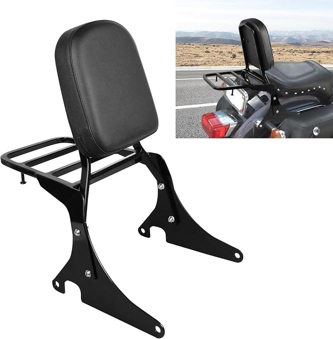 Motorcycle Passenger Backrest Sissy Bar With Back Rest Cushion Pad And Luggage Rack Compatible With For Kawasaki Vulcan 400 VN400 Vulcan 800 VN800 1995-2019 Backrest
