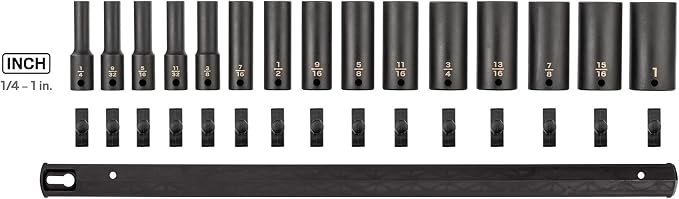 TEKTON 3/8 Inch Drive Impact Socket Set, 15-Piece | SID91105