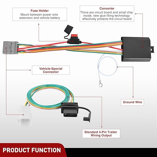 Nilight 4 Pin Trailer Wiring Harness Kit 56217 Compatible with Lexus RX350 RX350L 2008 2009 2010 2011 2012 2013 2014 2015 2016 2017 2018 2019 2020 2021 Toyota Highlander Simple Fit Tow Hitch