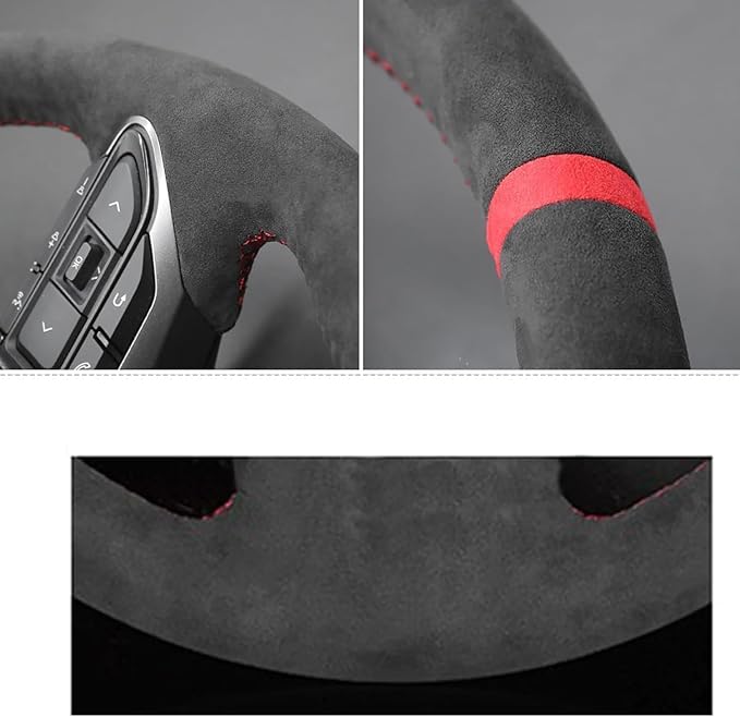 Custom Fit OEM Suede Carbon Fiber Leather Steering Wheel Cover for Subaru WRX STI 2015 2016 2017 2018 2019 2020 2021 / Subaru Levorg 2015-2019 Interior Accessories (3)