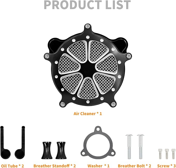 Motorcyle Air Cleaner Filter Fit for Harley Touring street glide road king electra tri trike Dyna Softail Sportster XL (C For Touring 08-16,Softail 16-17,Trike 08-16)