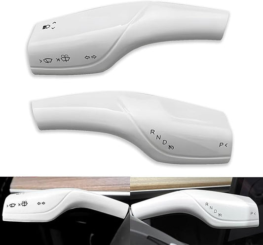 Fit 2021-2023 Model 3 Model Y Column Gear Shift Cover Best Model Y Steering Wheel Interior Protection Accessories Frame Patch ABS Material Matte Surface (Matte White)