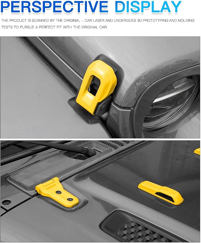 Barong for Jeep Wrangler JL JLU 2018-2025 Accessories Exterior Decoration Door Hinge Handle Engine Hood Hinge Hood Latch Wheel Eyebrow Side Air Outlet Rear Window Hinge Cover 26PCS Full Set(Yellow)