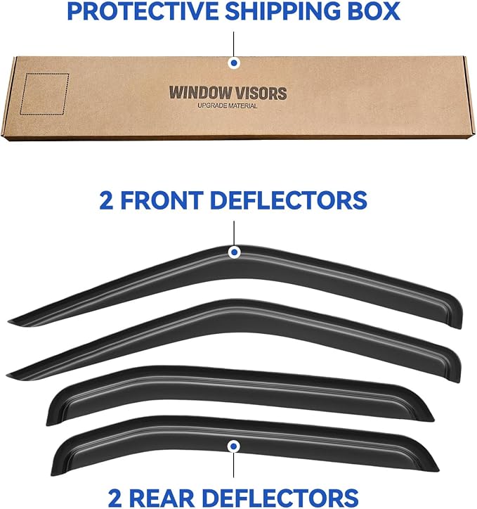 Window Visors Rain Guards for 2000 2001 2002 2003 2004 Nissan Xterra, Out-Channel Window Vent Wind Deflectors Visors Shades for 00 01 02 03 04 Nissan Xterra