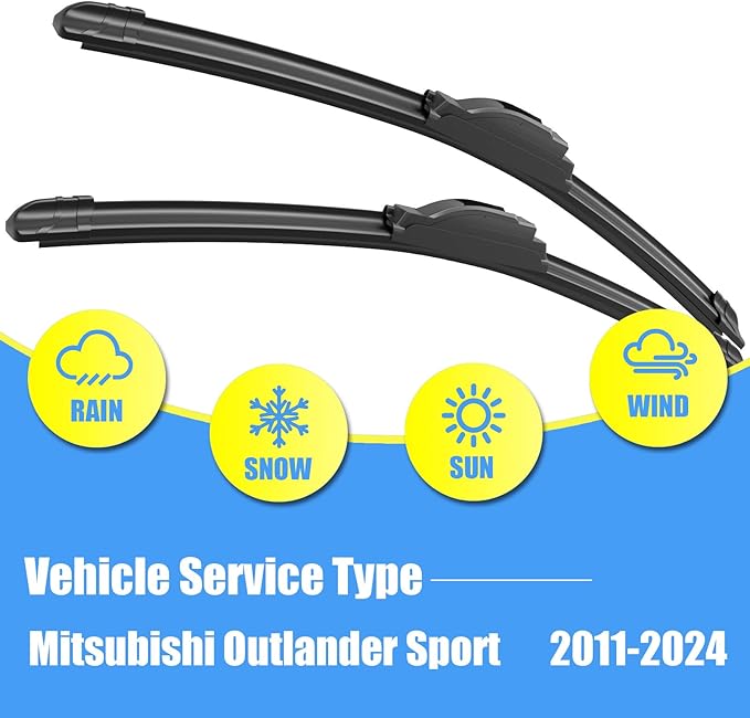 Gavimnal® 24"+21"+10" Silicone Wiper Blades Replacement For Mitsubishi Outlander Sport 2011-2024,All-Season Front Rear Windshield Wiper Blades(Set of 3)