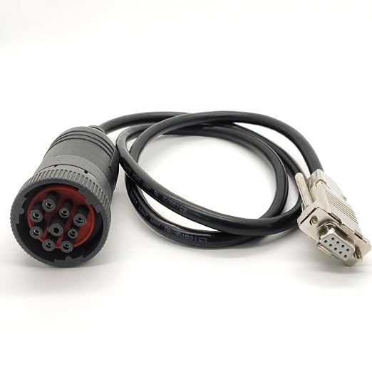 J1939 Deutsch 9Pin Connector to DB9 Female CAN Cable，DB9 to J1939 CAN Bus Diagnostic Adapter Cable for Heavy Duty Vehicles 50CM