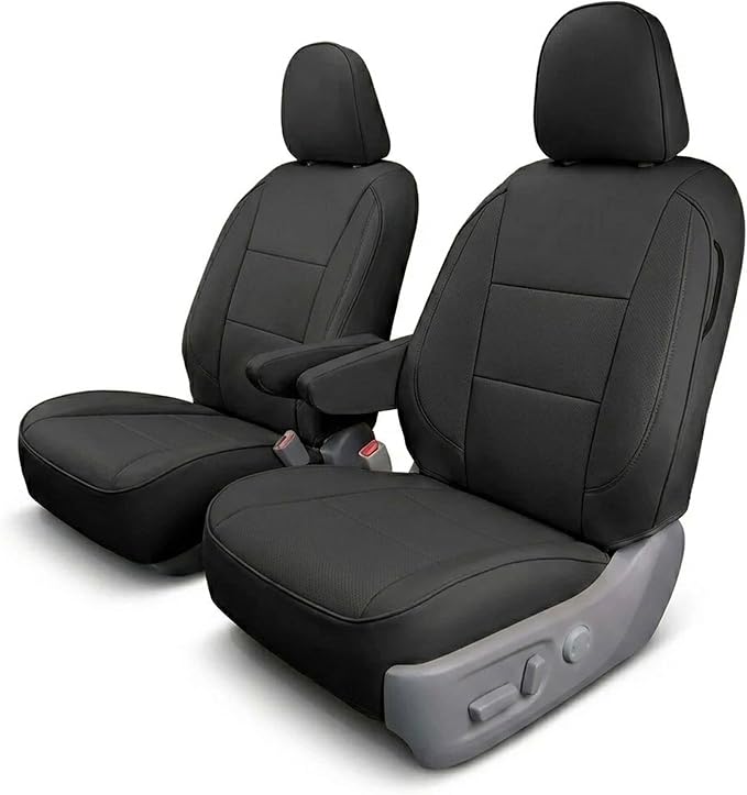 FH Group Custom Fit Car Seat Covers Specifically Made for 2011-2020 Toyota Sienna 7 Passenger, Car Seat Cover Front Set, Automotive Seat Covers in Black Faux Leather, Waterproof and Washable