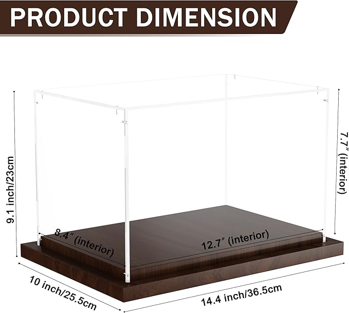 VGMiu Boxing Glove Display Case with Wood Base, Clear Acrylic Display Case Box for Boxing Glove, Baseball Mitt, Sports Collectibles, Memorabilia Displays, Gift for Boxing Fans