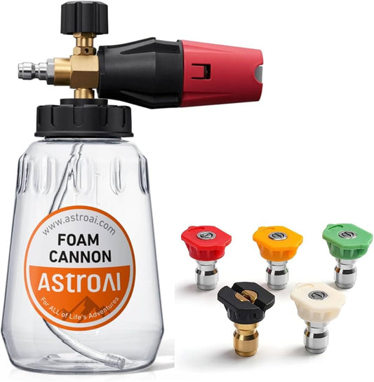 AstoAI Foam Cannon for Pressure Washer and Pressure Washer Spray Nozzle Tips 5-Pack