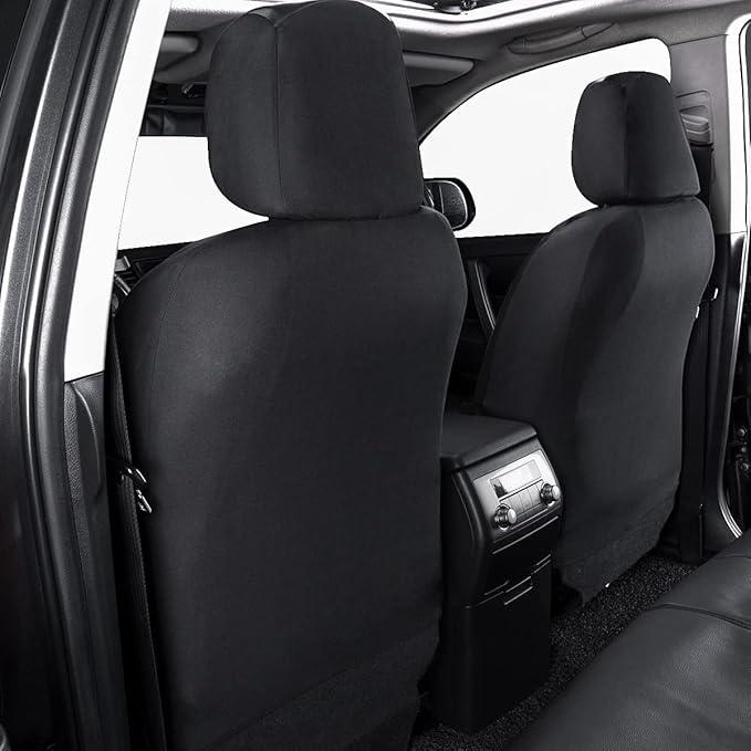 Flying Banner car seat Covers Protects Water Proof Faux Leather Carbon Fiber Fronts Solid Black (Solid Black, Front Pair)