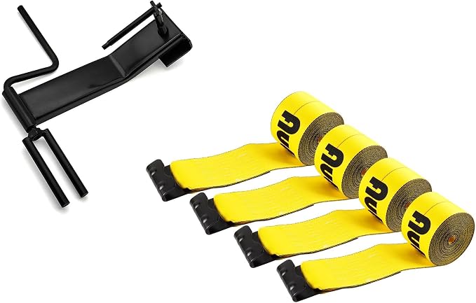 4" x30' Flat Hook Winch Straps 4 Pack and Strap Winder for Flatbed Trailer