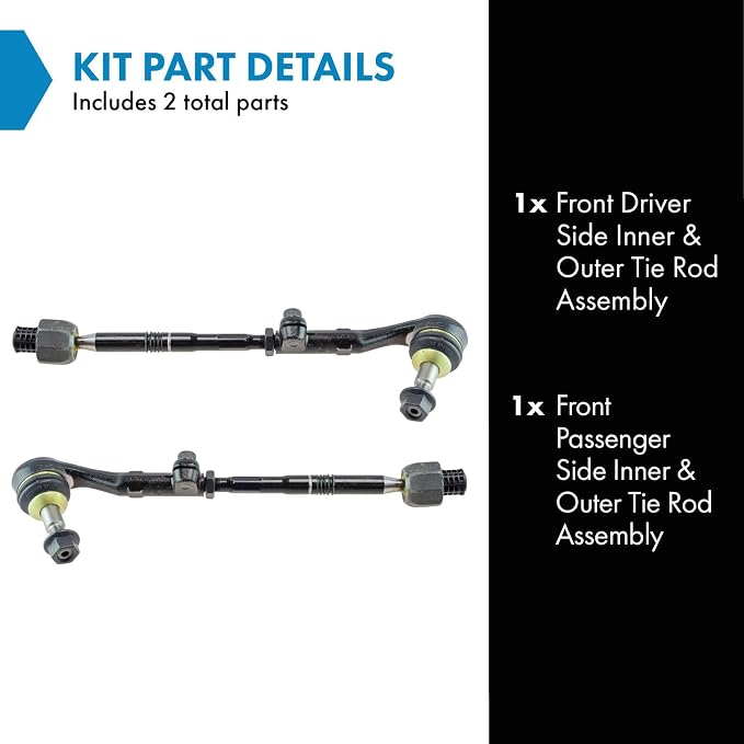 TRQ Inner and Outer Driver and Passenger Side Tie Rod Set 2 Piece Compatible with 06 BMW 325i 06 BMW 330i 07-11 328i 07-11 335i 12-13 328i Coupe 12-13 328i Convertible 08-13 128i
