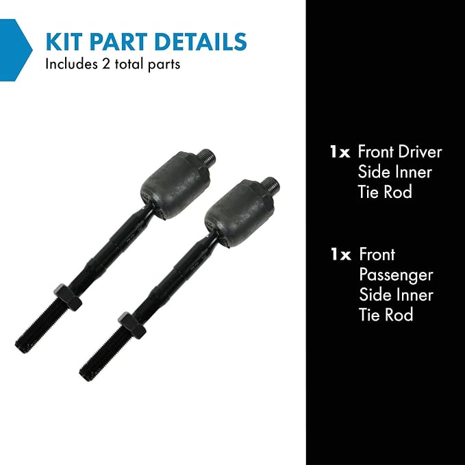 TRQ Front Inner Tie Rod Set 2 Piece Compatible with 1998-2003 Mercedes-Benz E320 2000-2002 E430