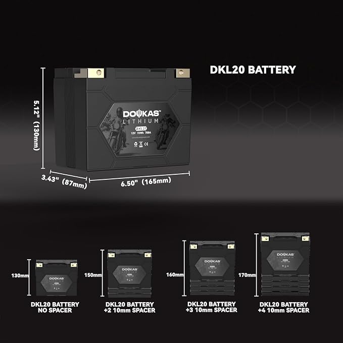 DKL20 YTX20L-BS 700A LiFePO4 Motorcycle Lithium Battery, 12V 6Ah Powersports Battery, Compatible Jet Ski, ATV, Lawn Mower, Scooter, Generator Battery, Snowmobile
