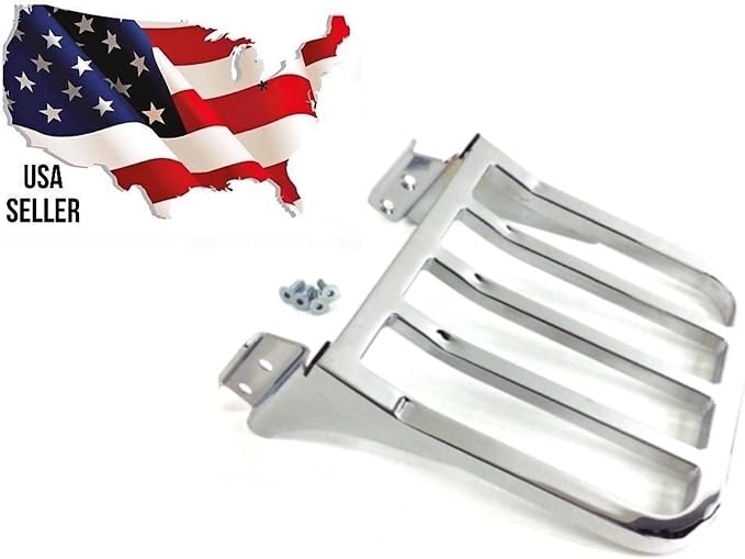 Chrome 53862-00 Harley Davidson Luggage Rack Rear Carrier Sportster 2006-2017 Dyna Softail Fatboy Fat Heritage Classic Street Bob Boy Springer Low Glide Super Wide Rider Detachable Backrest Sissy Bar