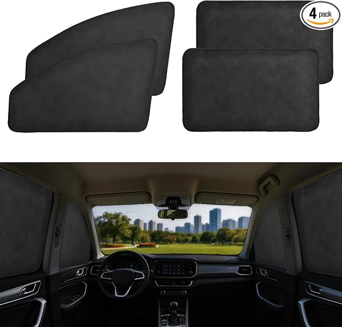 XCBYT Magnetic Car Window Shades 4PCS, 100% Blackout Privacy Curtains for Side Windows, Suede Car Window Covers for Camping, Baby Care, Breastfeeding & Road Trip Sleep