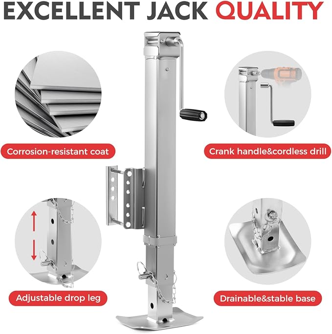 Heavy Duty A-Frame 9000 LBS Trailer Jack Fit for RVs, Boats, Multi-Purpose Trailers, and Camping Trailers, with 15" Travel Lift+25" Jack Height Drop Leg & Crank Handle