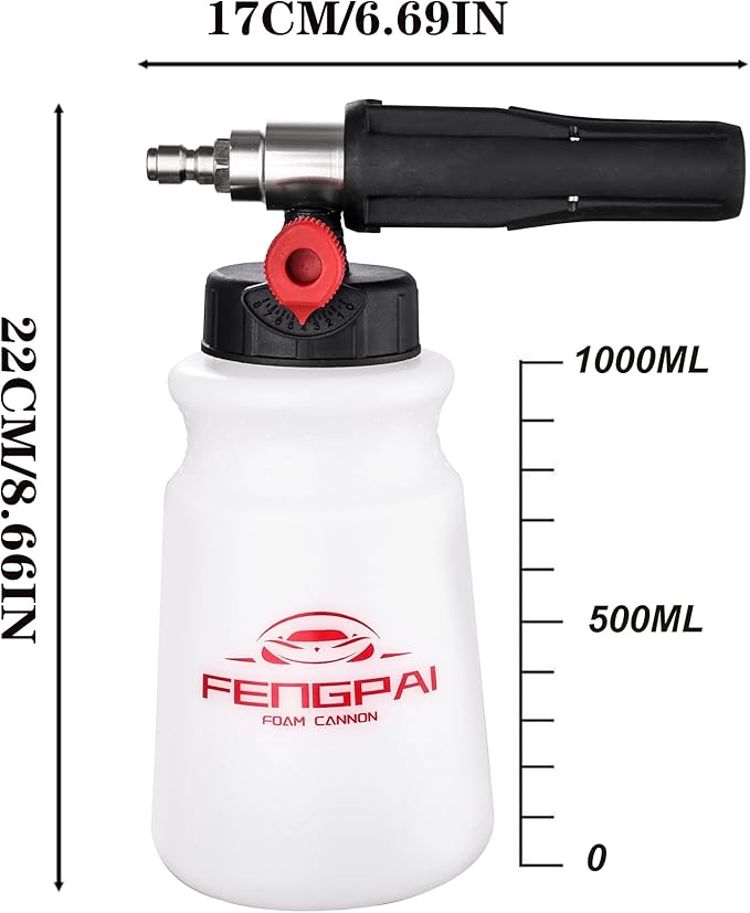 FENG PAI 2PCS Foam Cannon for Pressure Washer with Dual Connector Accessory & 7 Sprayer Nozzles, Dual Lance Soap Cannon, Double Tip Soap Attachment for Foam Blaster, 1/4" Quick Connect