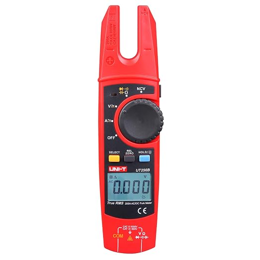 UNI-T Electrical Tester UT256B Open Jaw Fork Non-Contact Voltage Meter True RMS 6000 Counts AC DC Current AC DC Voltage Resistance Capacitance Diode Test NCV Relative Mode Continuity Buzzer