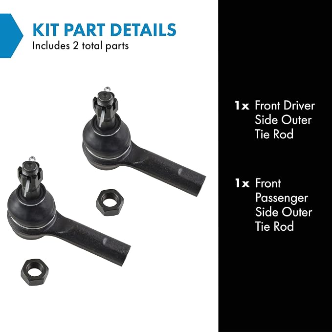 TRQ Front Outer Tie Rod Set 2 Piece Compatible with 1993-1997 Infiniti J30 2003-2004 M45 1997-2006 Q45 1997-2003 QX4 1996-2004 Nissan Pathfinder