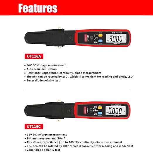Parasitic Draw Fuse Tester Automotive, 2026 New Component Multi-Function Tester, for Mini, Maxi & ATC Fuses Live Current Readings up to 80A, Replaceable Tips, Highly Precise, Wide-Range (UT116A)