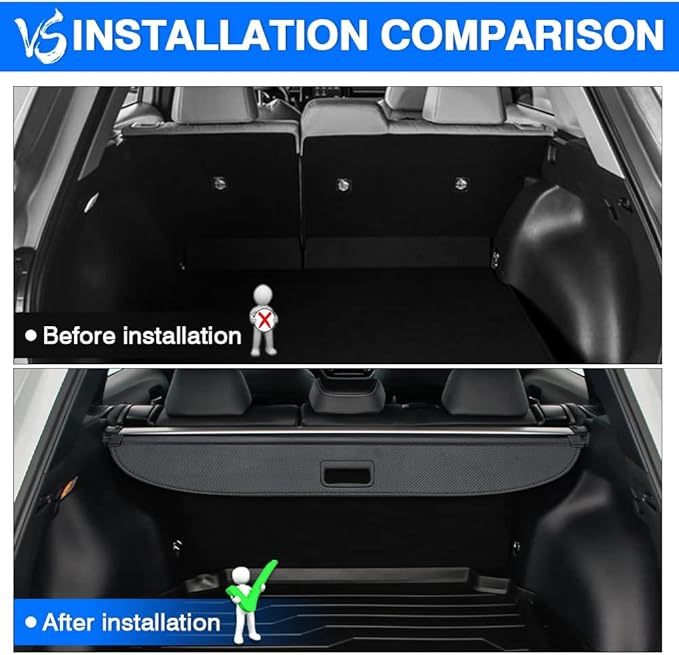 Powerty Cargo Cover for 2022-2025 Toyota Corolla Cross SUV Accessories Retractable Trunk Cover Rear Trunk Security Cover Shielding Shade Black（Not for Corolla）