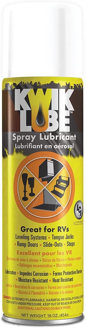 Kwikee KwikLube 11 oz. Can, Aerosol Grease Formula for RV Steps, Jacks, and Slides, Heat Resistant, Moisture Barrier, Protects Against Rust - 379176