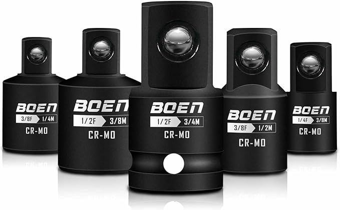 BOEN 5 Piece Impact Socket Adapter Set and 33 Piece 1/2" Drive Impact Socket Set