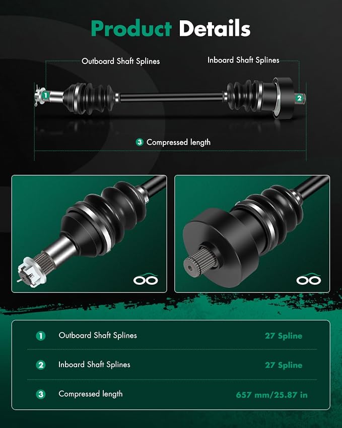SCITOO Rear Left Right CV Axle Shaft Assembly Fit 2009 for Arctic Prowler 550 2014-2015,Prowler X 500 2011-2012 2015 for Arctic Prowler X 700 2010-2015 for Arctic Prowler XT550 1502-939 2PCS
