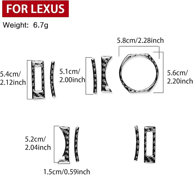 Soft Carbon Fiber Car Interior Middle Air Vent 9/Piece Decorative Sticker for Lexus RC300 350 200T 15-24 Carbon Fiber Interior Accessories