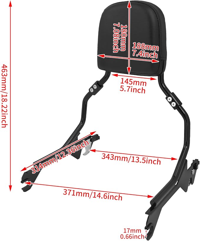 Motorcycle Sissy Bar Passenger Backrest Upright with Pad Fit For Harley Softail Fat Boy FLFB FLFBS Breakout FXBR FXBRS 2018-up